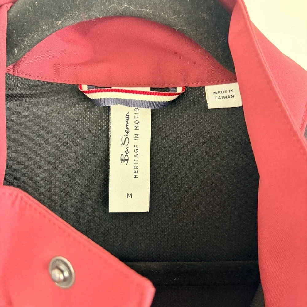 Ben Sherman Harrington Burgundy and Black Waterproof Bomber Jacket | M